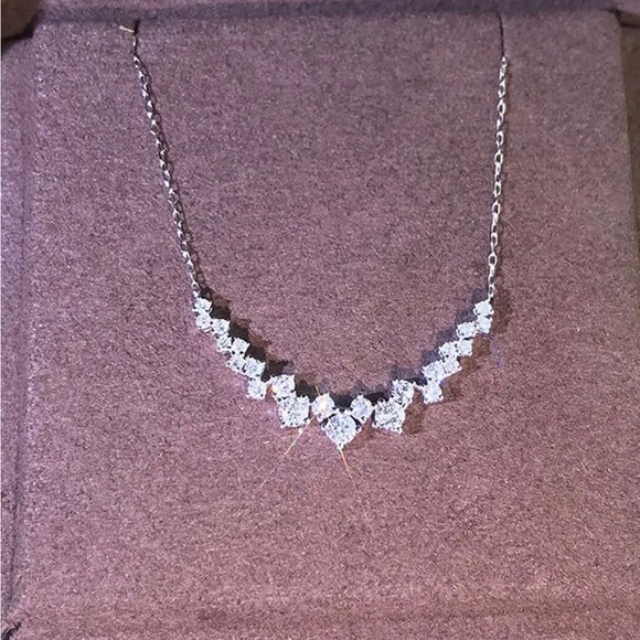 Curved CZ Necklace - Picture 2 of 8